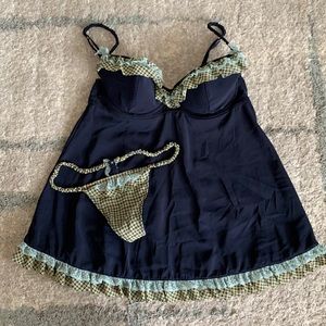 Victoria’s Secret Navy Blue / Plaid Lingerie.